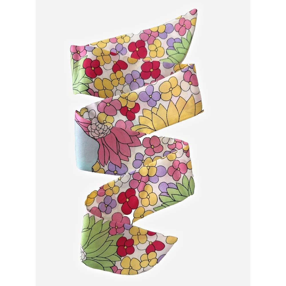 Women Floral Skinny Scarf Bag Accessory Head Wrap 70s Hippie Boho Dreamy Retro